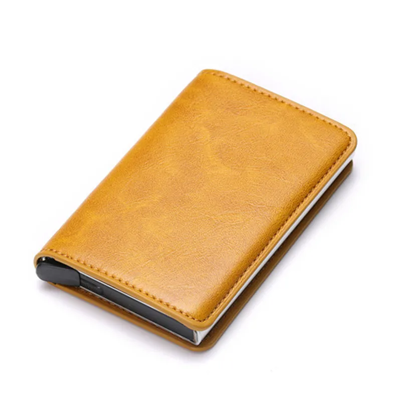X-12B Yellow BISI GORO мини-кошелек, модный карбоновый держатель для карт, мужской и женский смарт-кошелек, бизнес многофункциональный держатель для ID - Цвет: X-12B Yellow