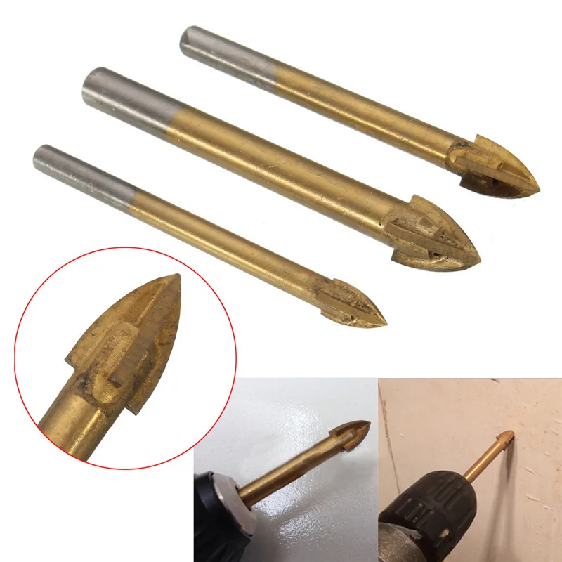 Стекло дрель кросс бит 4/5/6/8/10/12 мм titanium покрытием бурения круглый хвостовик