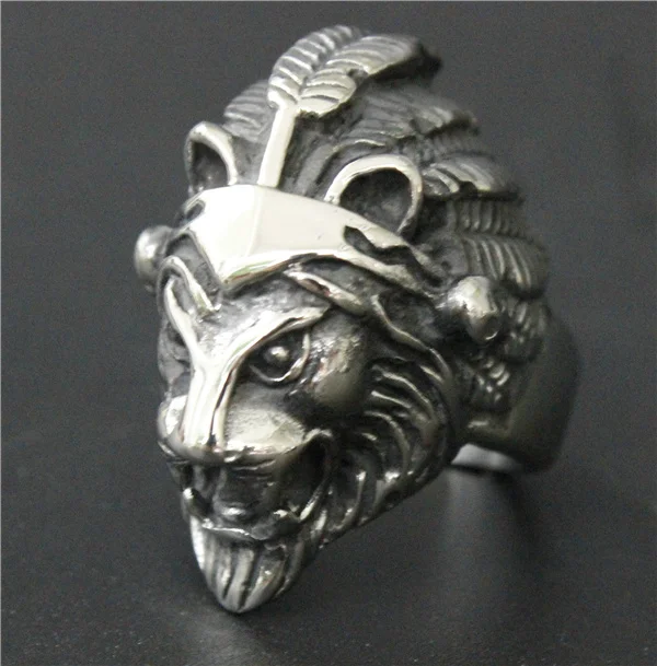 Прямая поставка размер 7 ~ 13 модное крутое байкерское кольцо с индийским львом 316L