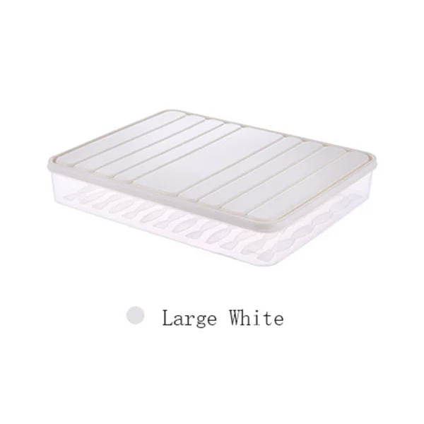 White -L Прозрачная коробка для хранения еды на холодильник, кухонная коробка с крышкой, отделочная коробка, пластиковая упаковка для еды, органайзер для овощей - Цвет: White -L