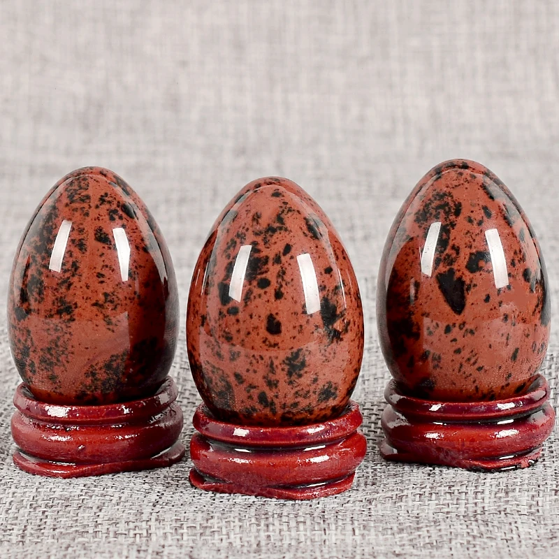 

Undrilled Jade Massager Natural Mahogany Jasper Yoni Egg Stone Massage For Kegel Exercise Vaginal Tightening Ben Wa Ball 45*30mm