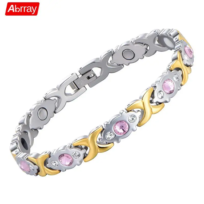 Abrray горный хрусталь Магнитный браслет женские терапевтические браслеты