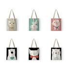 Для женщин Сумки экологический холст ткань Эко сумки для покупок с мультипликационным принтом в виде животного, свинки и принтом 