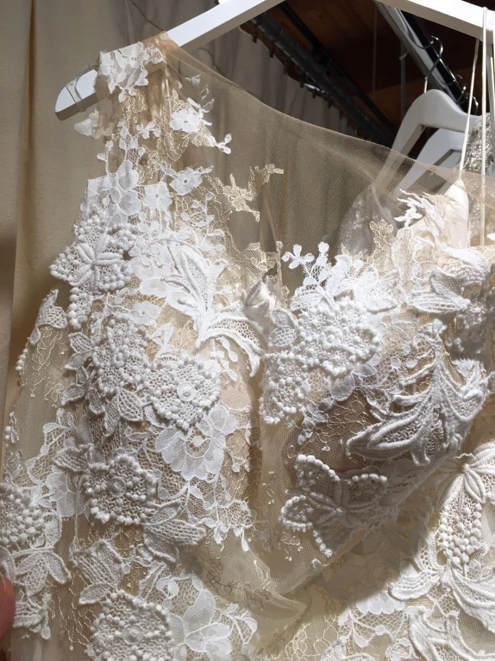 

3 Yards High Quality Chantilly Eyelash Bridal Lace Fabric in Off White for Veils,Wedding Gown Acessories , Bridal Bolero