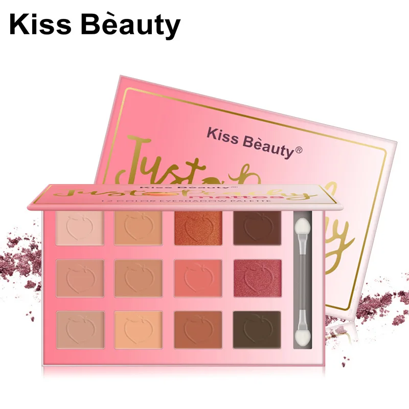 Kiss beauty персик Русалка Матовая Тени для век Палетка макияжа 12 цветов водостойкая