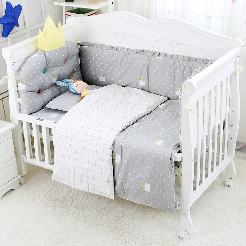 

Cute 6pcs/set Baby Bed Set Breathable Cotton Baby Crib Bumper Bedding Set Newborn Bed Linen Sheet Quilt Cover Kids Room Decor