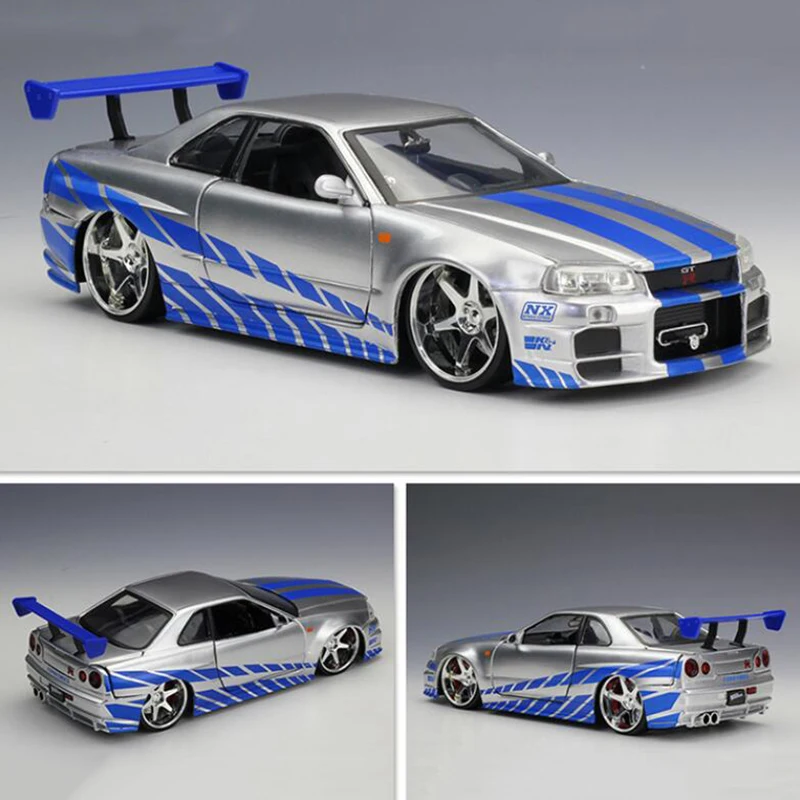 20 5 см масштаб 1:24 металлический сплав 2002 GTR R34 быстрая гоночная модель автомобиля