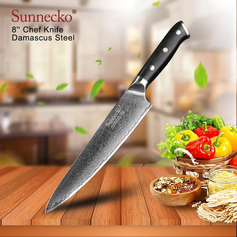 SUNNECKO 3PCS Kitchen Knives Set Chef Slicer Paring Knife 73-Layer Damascus VG10 Steel Sharp 60HRC Blade Cutting Tool G10 Handle | Дом и сад