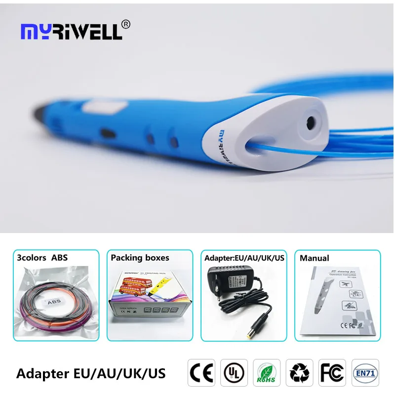 Myriwell 3D Ручка rp 100a с 20 цветами 100 м диаметр 1,75 мм нити Детские Креативные 3D инструменты для рисования лучший подарок на день рождения