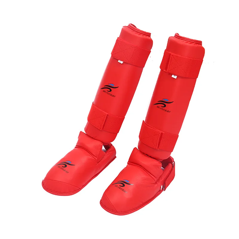 

Red Blue Karate Leggings Shin Guards Boxing Sanda Shin Protector Kickboxing Protect The Instep Fighting Training Ankle Guards