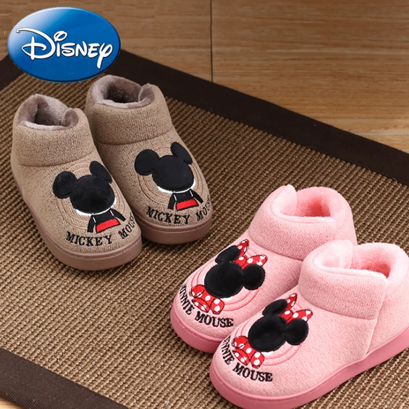 Новинка 2019 детские домашние тапочки Disney хлопковые для девочек и мальчиков теплая