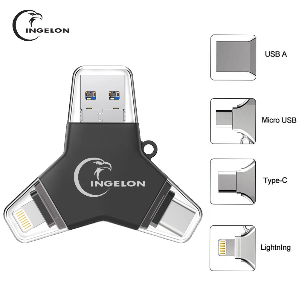 Металлический usb флеш накопитель Ingelon черный c Флешка 32 Гб 64 128 ГБ DJ музыка