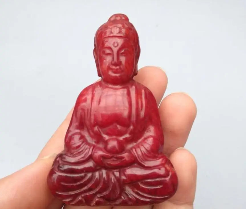 China collection archaize red jade Sakyamuni Buddha statue free shipping | Украшения и аксессуары