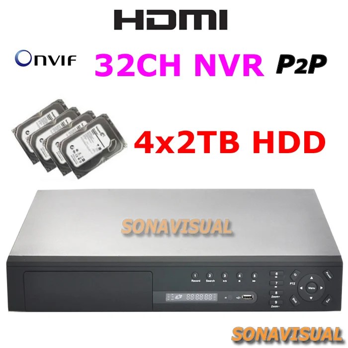 32ch Профессиональный NVR С 8 ТБ HDD IP Camera Recorder 720 P/27ch 960 P/16ch 1080 P Детектором Движения H.264