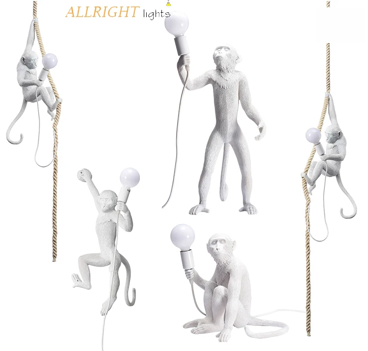 

Nordic Modern Resin Monkey E27 LED Wall lamp Creative Monkey Living Room LED Wall Light Bedroom Wall Lighting