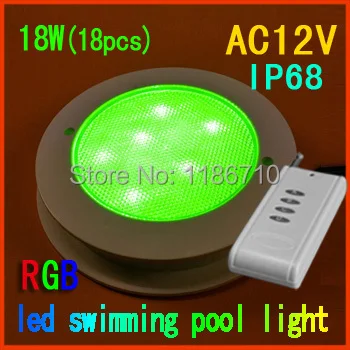 

Прямая продажа с фабрики, 18 Вт RGB Встроенный светодиодный светильник для бассейна, 18 *(1 Вт) шт. подводный светильник для бассейна с дистанцион...