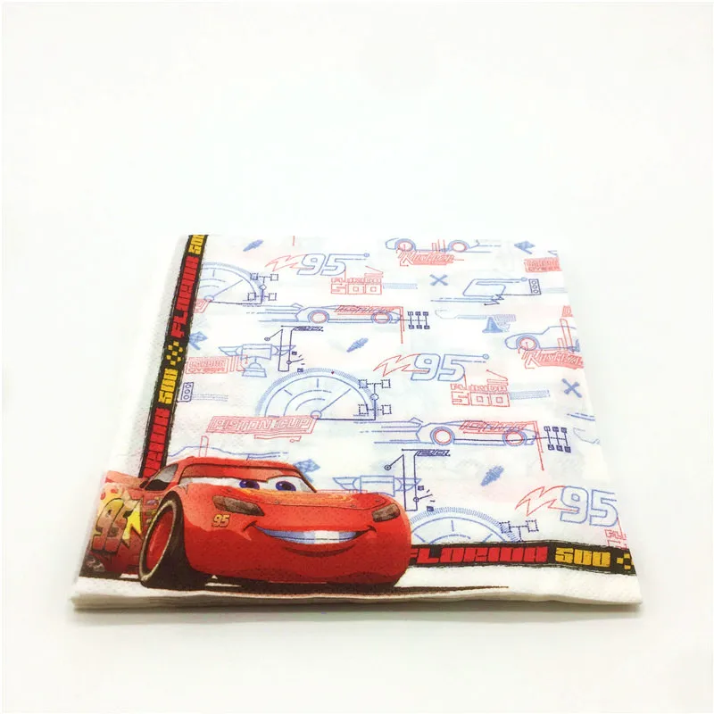 10 шт./лот бумажные салфетки Disney Cars Theme Lightning McQueen свадебные вечерние на день