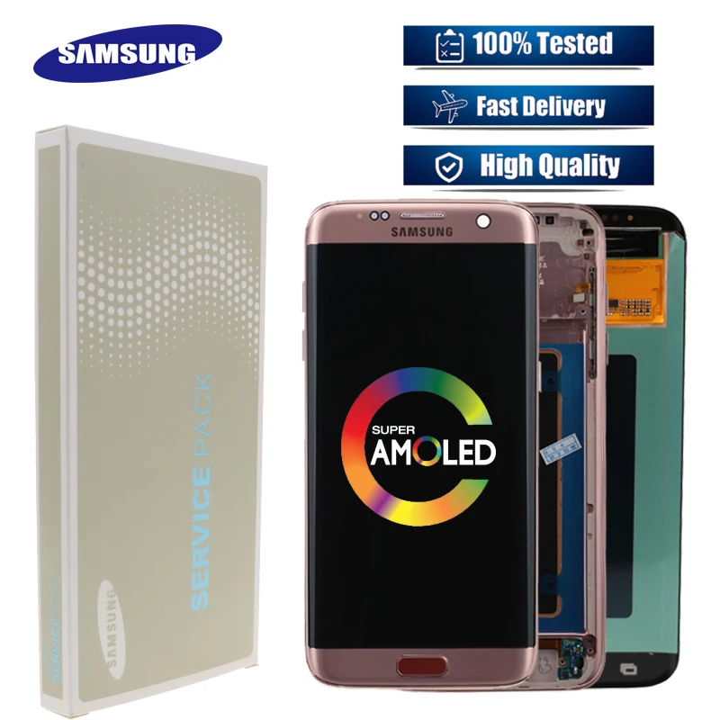 5,5 ''Супер AMOLED lcd с рамкой для SAMSUNG Galaxy s7 edge G935 G935F сенсорный экран дигитайзер дисплей тест