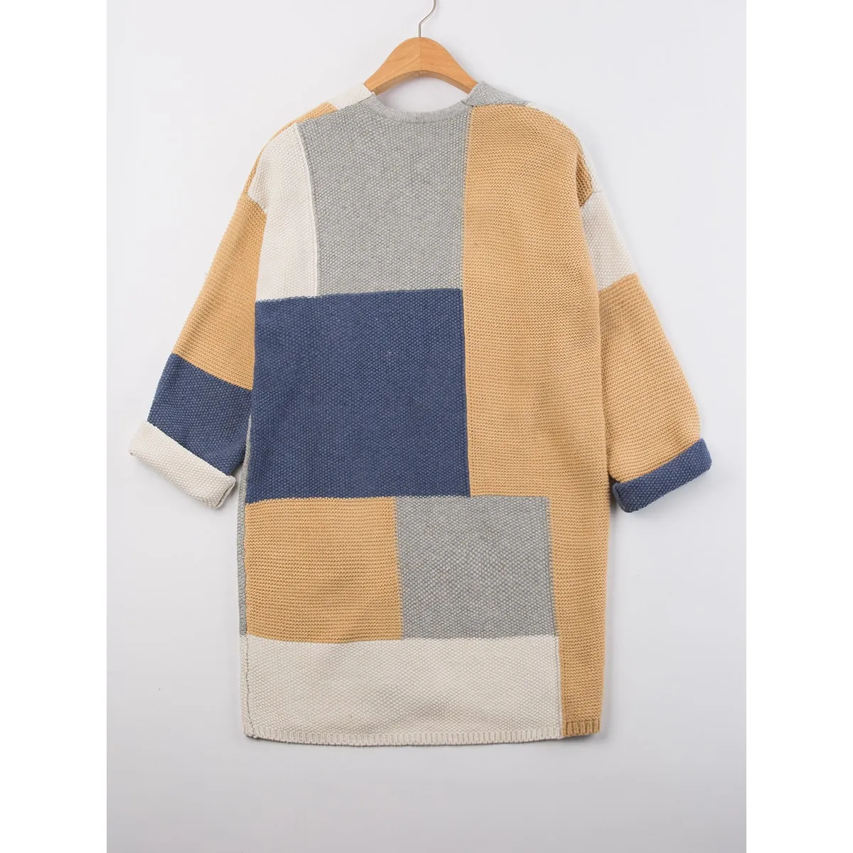 Женский трикотажный кардиган Clocolor Серый Свободный средней длины с длинным