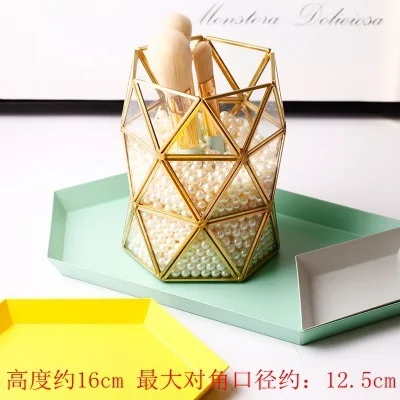 Европейский стеклянный органайзер для косметики чашка с золотистыми краями в