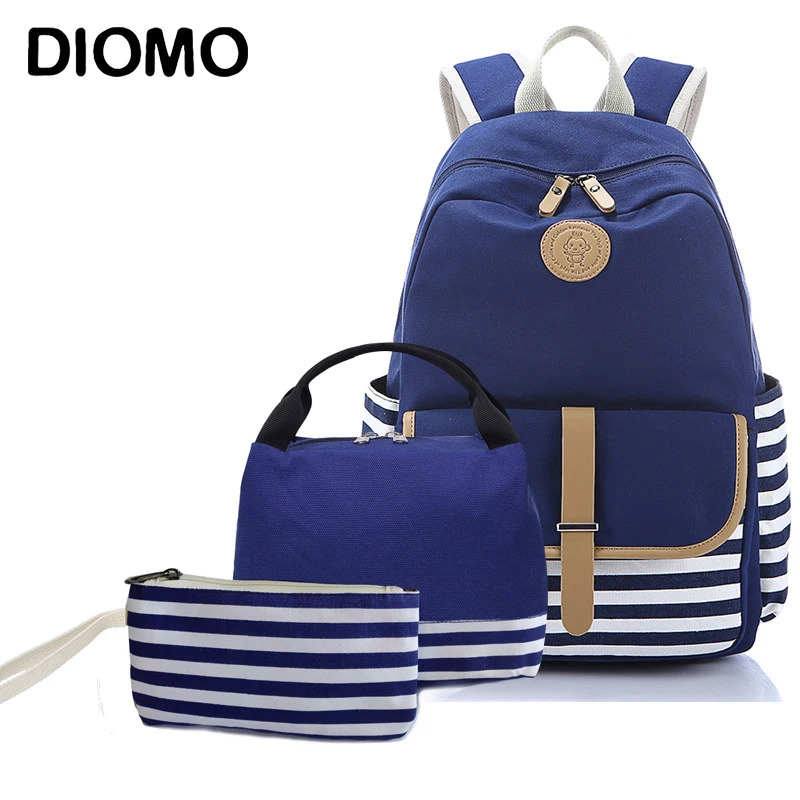 DIOMO 2022 новая школьная сумка в полоску, Холщовый Рюкзак, школьные сумки, стильный школьный рюкзак для студентов, для девочек-подростков, высок...