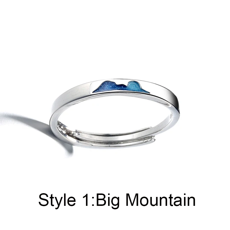 Style 1 Серебряные парные кольца, голубые ледяные горы, очаровательные Регулируемые кольца 925, айсберг, Свадебные обручальные кольца для мужчин и женщин, модные ювелирные изделия - Цвет основного камня: Style 1