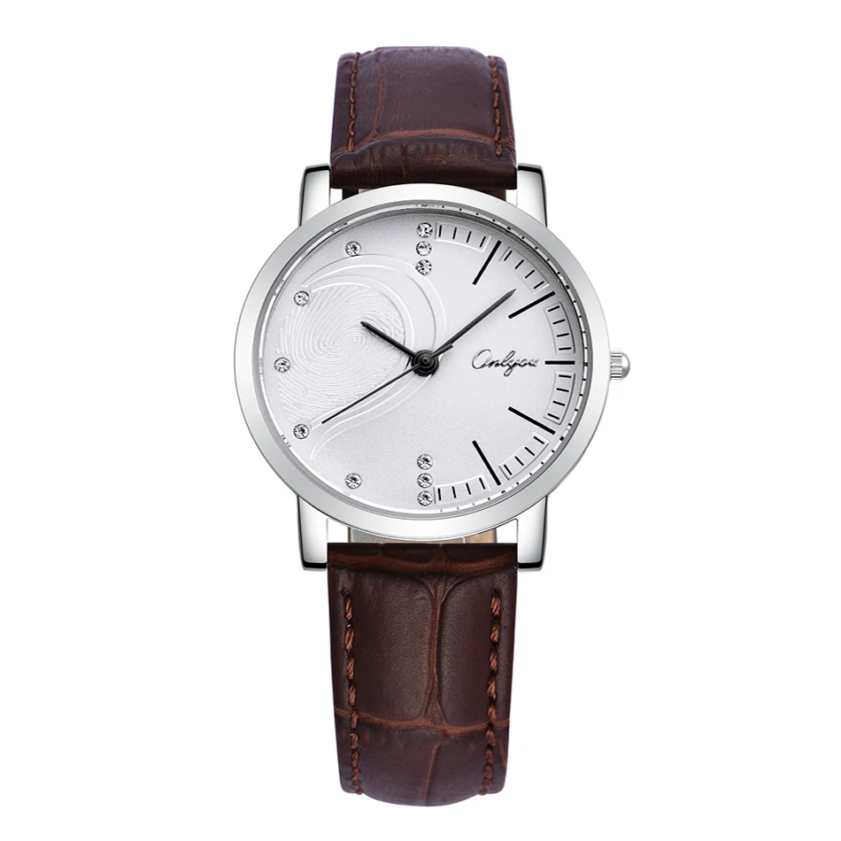 Бренд Onlyou модные часы Роскошные пары кожа женские со стразами водонепроницаемые