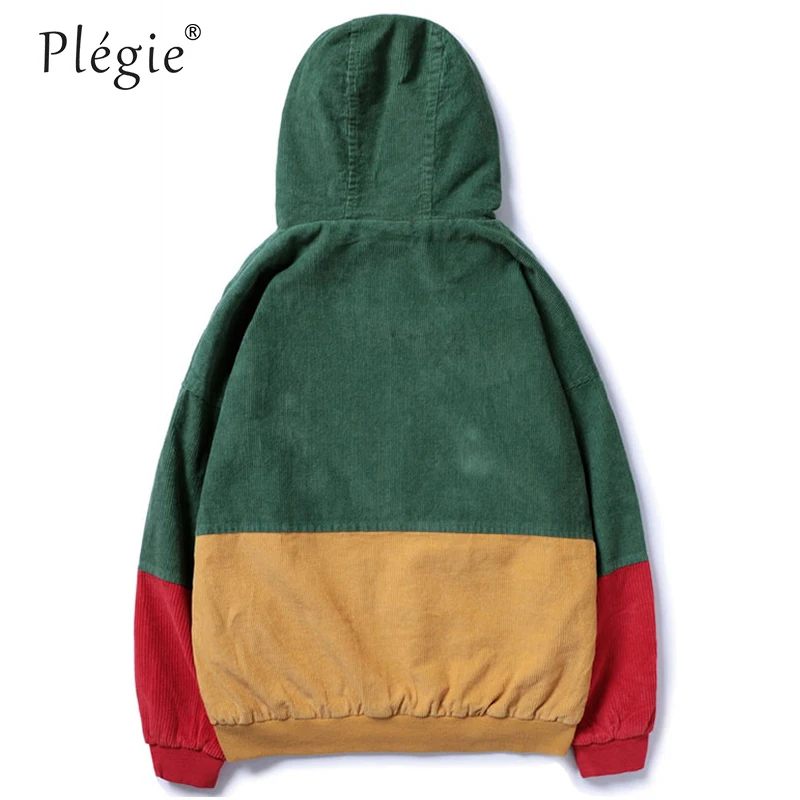Вельветовая куртка Plegie с капюшоном в стиле пэчворк бомбер для пар толстовки