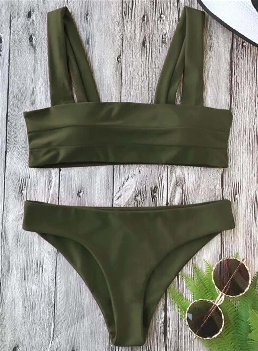 Women Bikini Set Swimwear Fold Swimsuit Sports Swimming Suit for Padded Biquini Bandeau Bathing Sexy Beachwear L004 |
