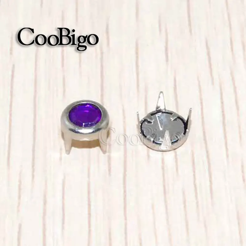 Color 8 200 шт 6 мм когти Стразы круглые плоские шпильки DIY заклепки гвоздики шипы для ткани обуви аксессуары - Цвет: Color 8