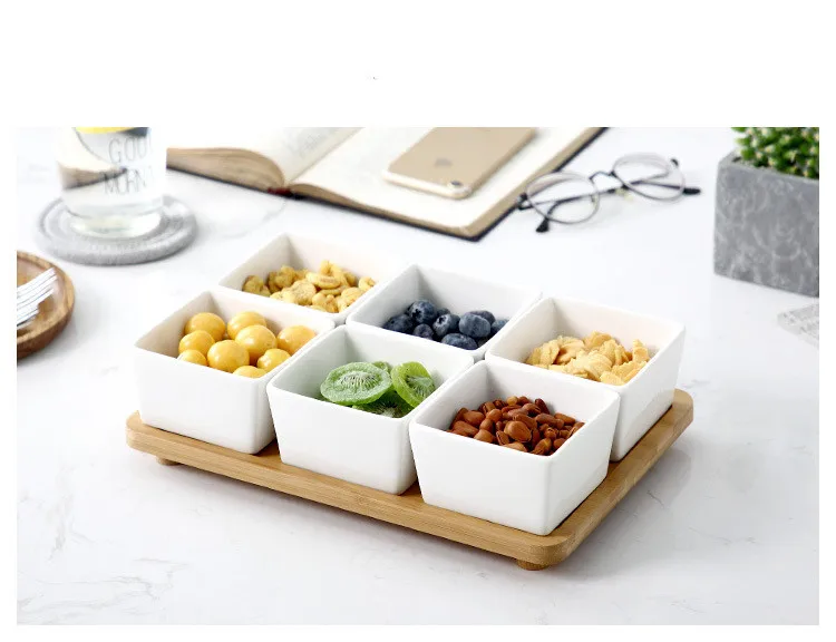 1SET New Creative Dried Fruit Box Fruit Disc Japanese Cover Fruit Disc Ceramic Dug Candy Snack Disc OK 0887