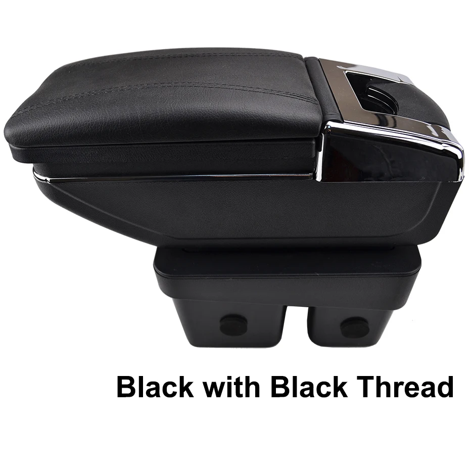 Black thread Ящик для хранения подлокотник для VW Golf Mk7 7 2013- подлокотник центральная консоль вращающийся - Название цвета: Black thread