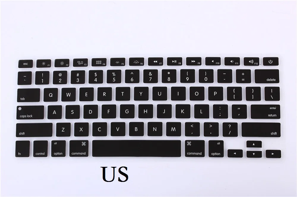 US Black ЕС США для Macbook Pro 13 15 клавиатура с ретиной крышкой A1502 A1398 английская буква Обложка для Macbook retina 13 15 клавиатура пленка кожа - Цвет: US Black
