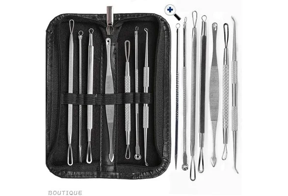 Набор из 7 шт для лица носа Чистка Пор Нержавеющая сталь двойной пятна инструмент