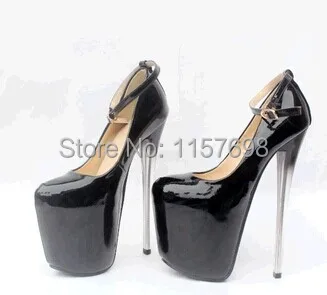 

Sexy ultra high heels platform thin heels single shoes japanned leather women's shoes 20cm tiangao 43 plus size
