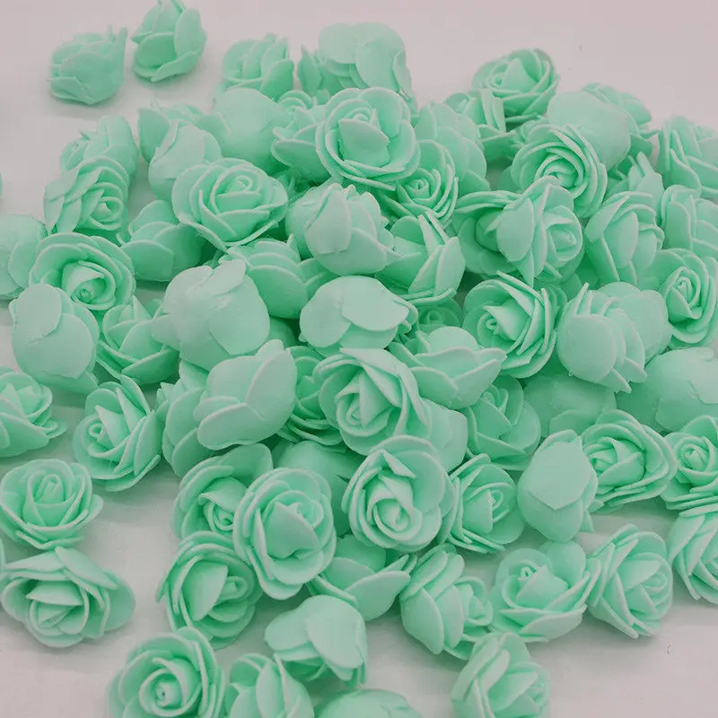 mint green 3 см ПЭ пена искусственный цветок декоративный мишка Роза Букет для дома Свадебные цветы украшение венок искусственный цветок 100 шт - Цвет: mint green