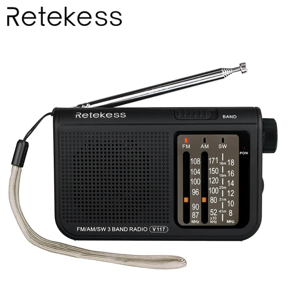 Радиоприемник Retekess V117 3 диапазона FM/AM/SW на батарейках аварийный радиоприемник