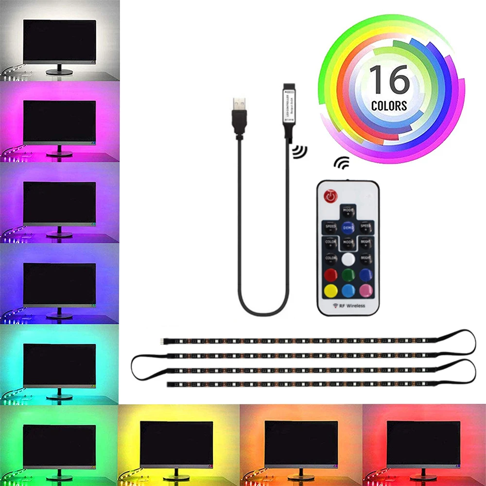 Гибкий светодиодный светильник RGB 5 в пост. Тока 0 м 2 USB волшебный лента HDTV экран