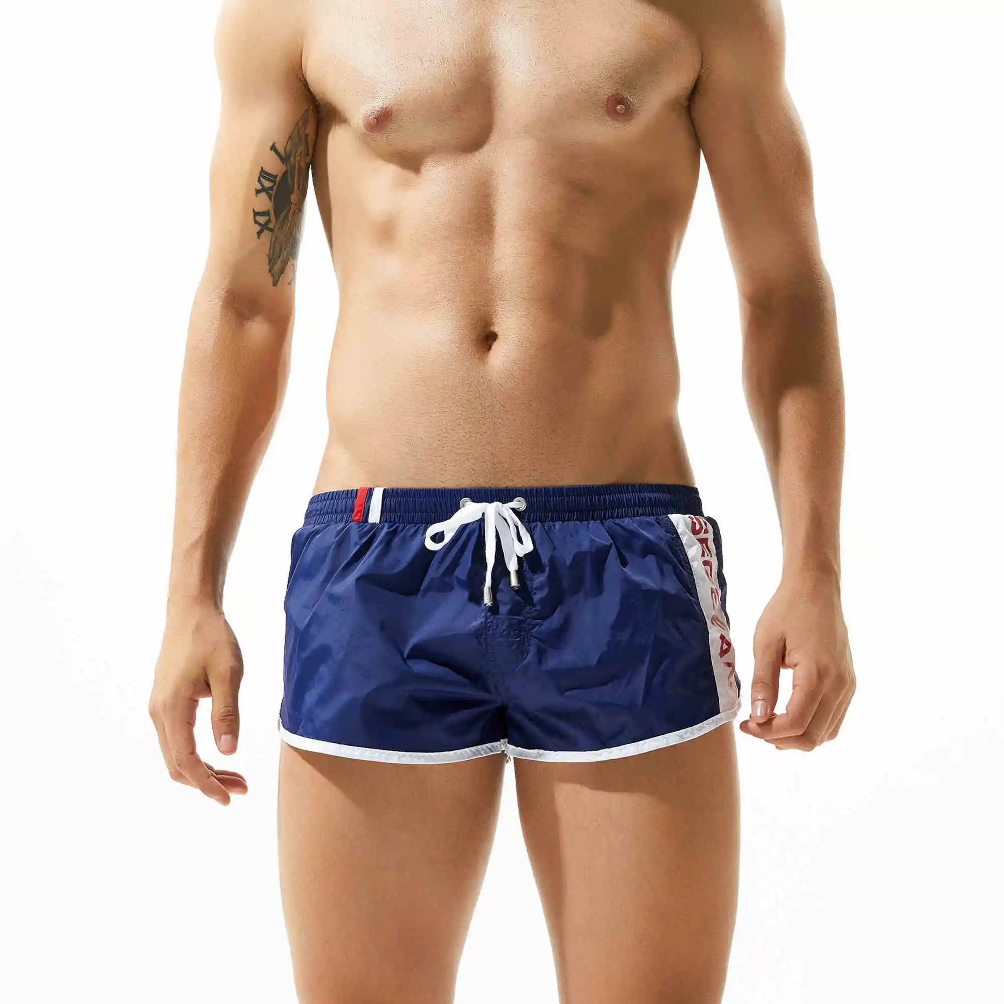 navy blue Летние шорты для бега, мужские спортивные шорты для бега, фитнеса, быстросохнущие мужские шорты для занятий спортом, Кроссфит - Цвет: navy blue