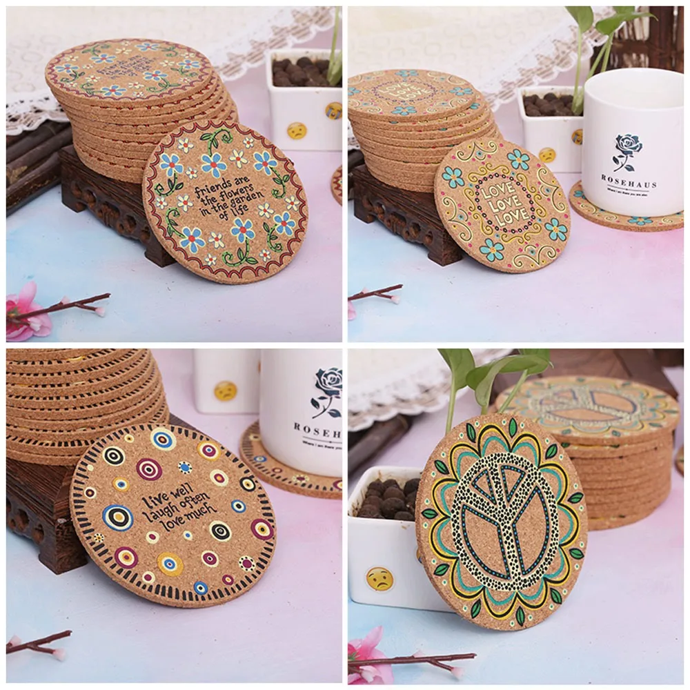 Кухонный пробковый круглый коврик под чашку Coaster изоляционные прокладки