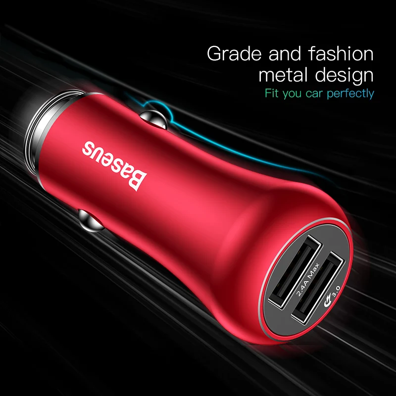 Быстрое зарядное устройство Baseus QC 3 0 автомобильное Turbo USB металлический мобильный