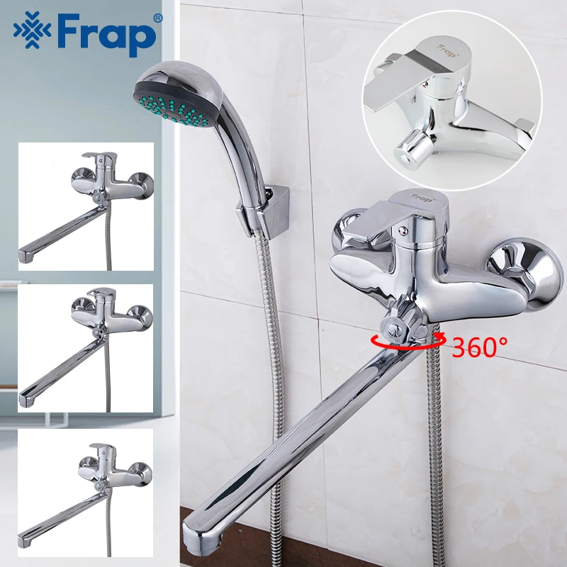 

FRAP Shower System 1 set bathroom bathtub faucet shower head set bath mixer shower brass waterfall faucet 300mm length outlet