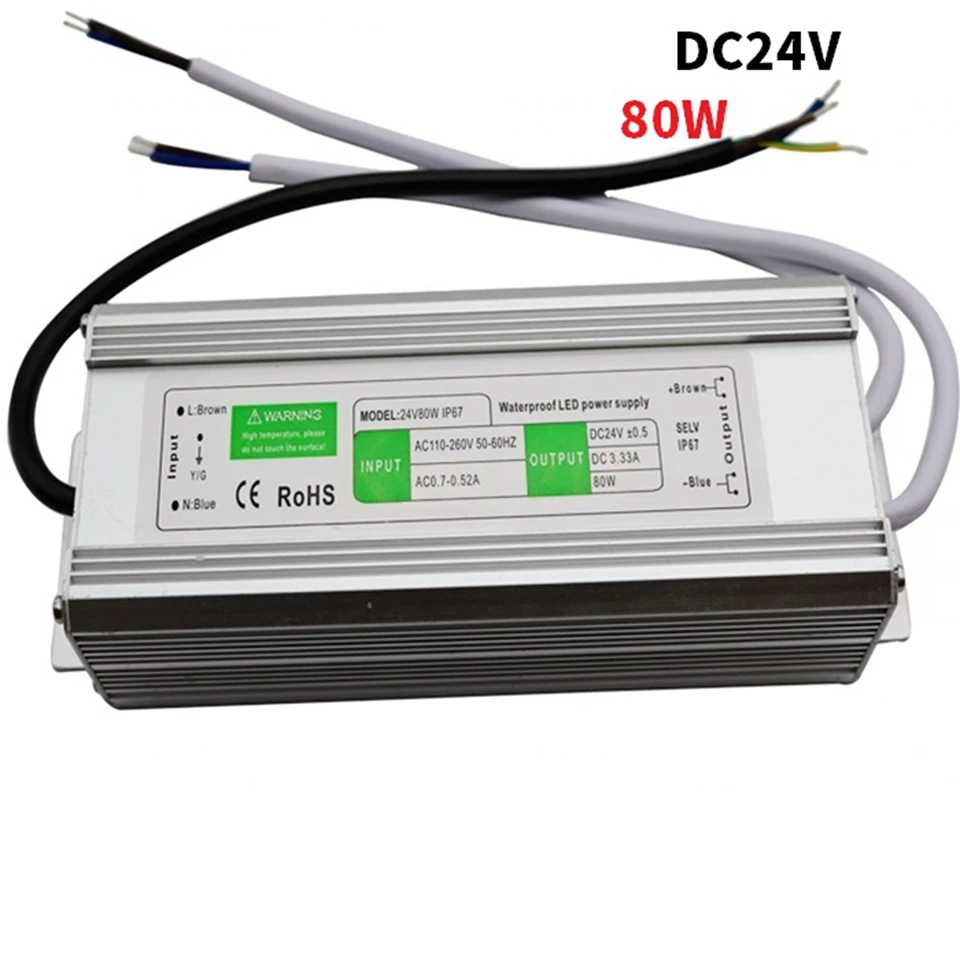 

10W 15W 30W 60W 80W 100W 120W AC110V 220V TO DC 12V 24V Power Supply Adapter IP67 Waterproof Driver Transformer for led strip