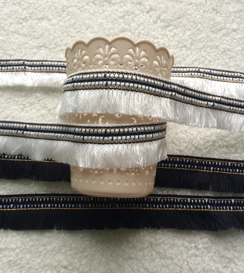 

10yards/lot Fringe Lace Trims Embroidered Lace Fabric For Decor Sewing Craft White/Black Color