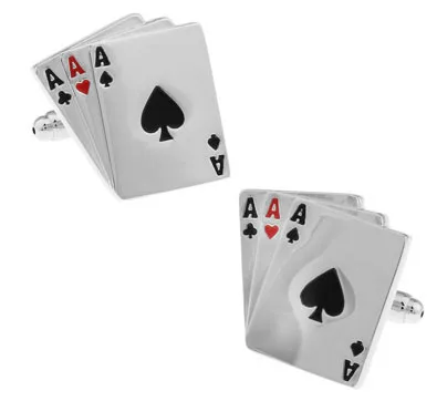 

Men Gift Poker Cuff Links Wholesale&retail Silver Color Copper Material Novelty Playing Card 3A Design