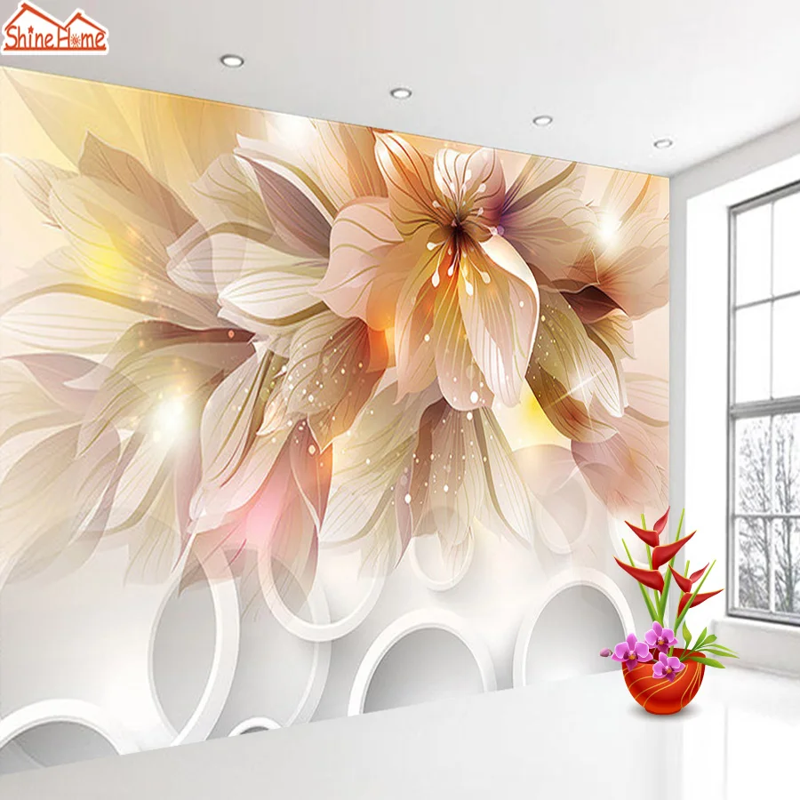 Фотообои для гостиной с цветами 3d фото обои природа блестящая текстурированная