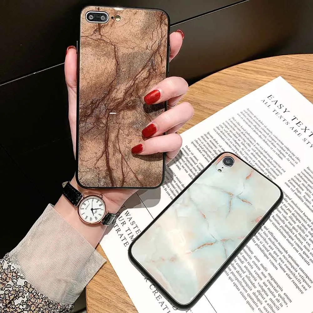 Жесткий чехол из закаленного стекла для iPhone XR X XS Xs Max 7 8 Plus чехлы 6 6S Простой