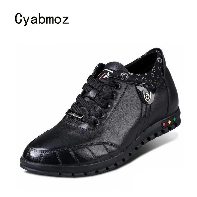 Cyabmoz Для мужчин из натуральной кожи на платформе Высота обувь со скрытым каблуком для Для мужчин s с Скрытая каблуки незаметно 6 см лифт человек повседневная обувь