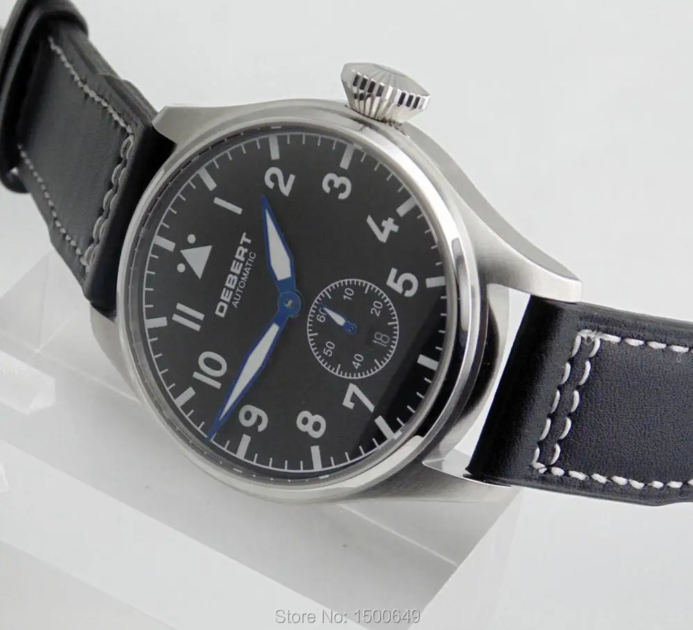 Мужские часы DEBERT 42 мм с зеленым светящимся сапфировым стеклом и черным