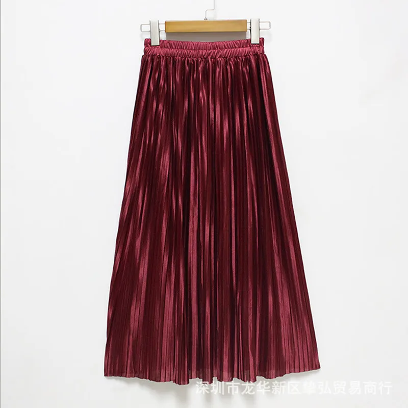 Женская плиссированная юбка легкая шелковая однотонная трапециевидная до